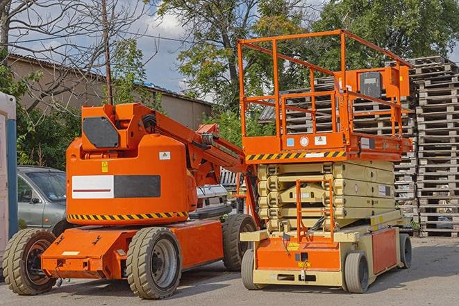 busy forklift activity in a well-maintained warehouse facility in North Bay Village